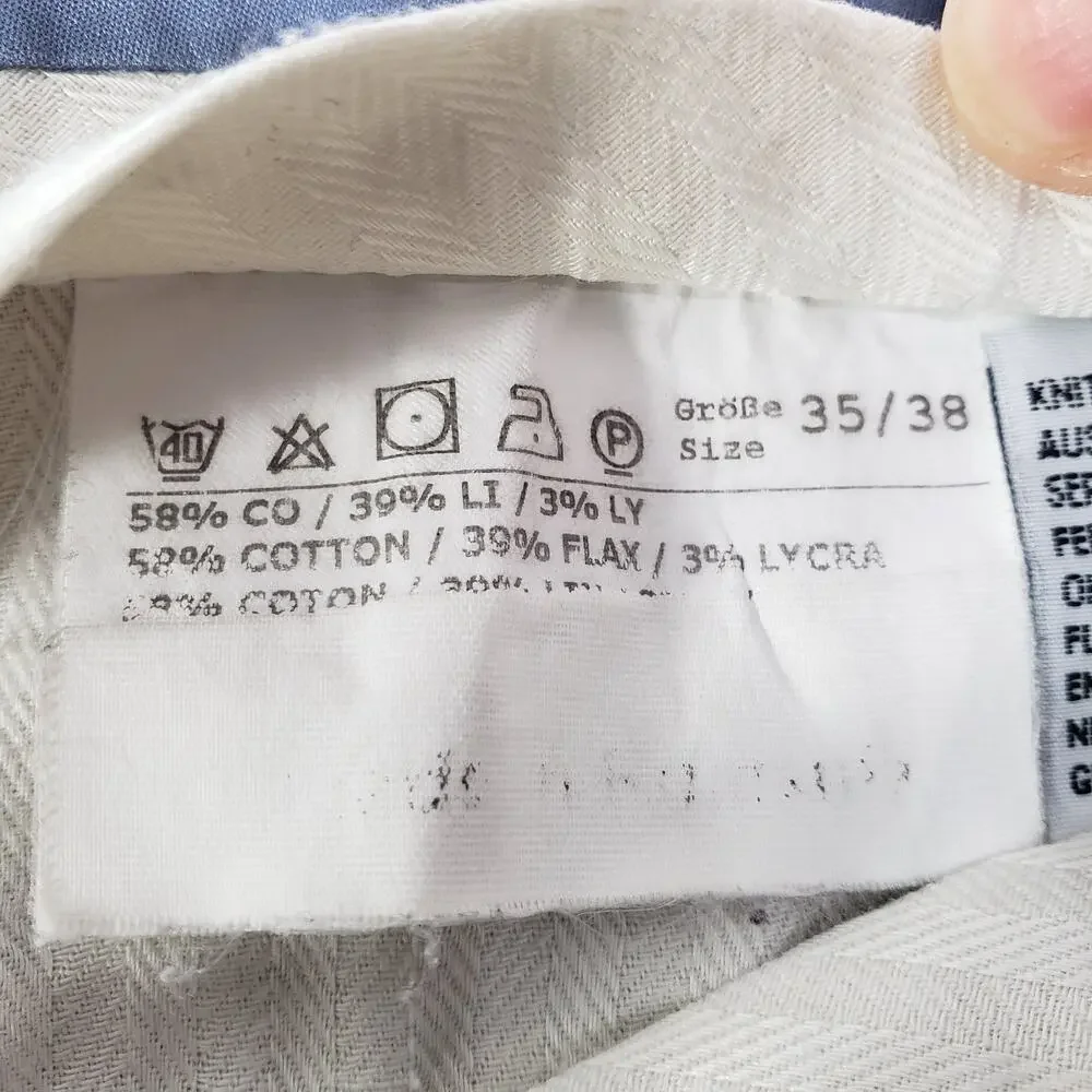 Hiltl Beige Flax Cotton Luxury Comfort Ultimate Trouser Pants Size 35/38